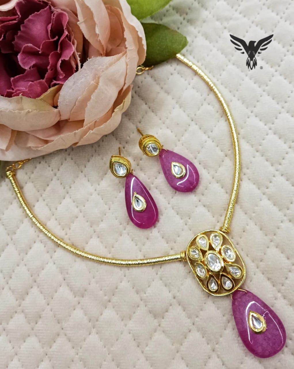 Kiara Oval kundan hasli in Ruby for woman