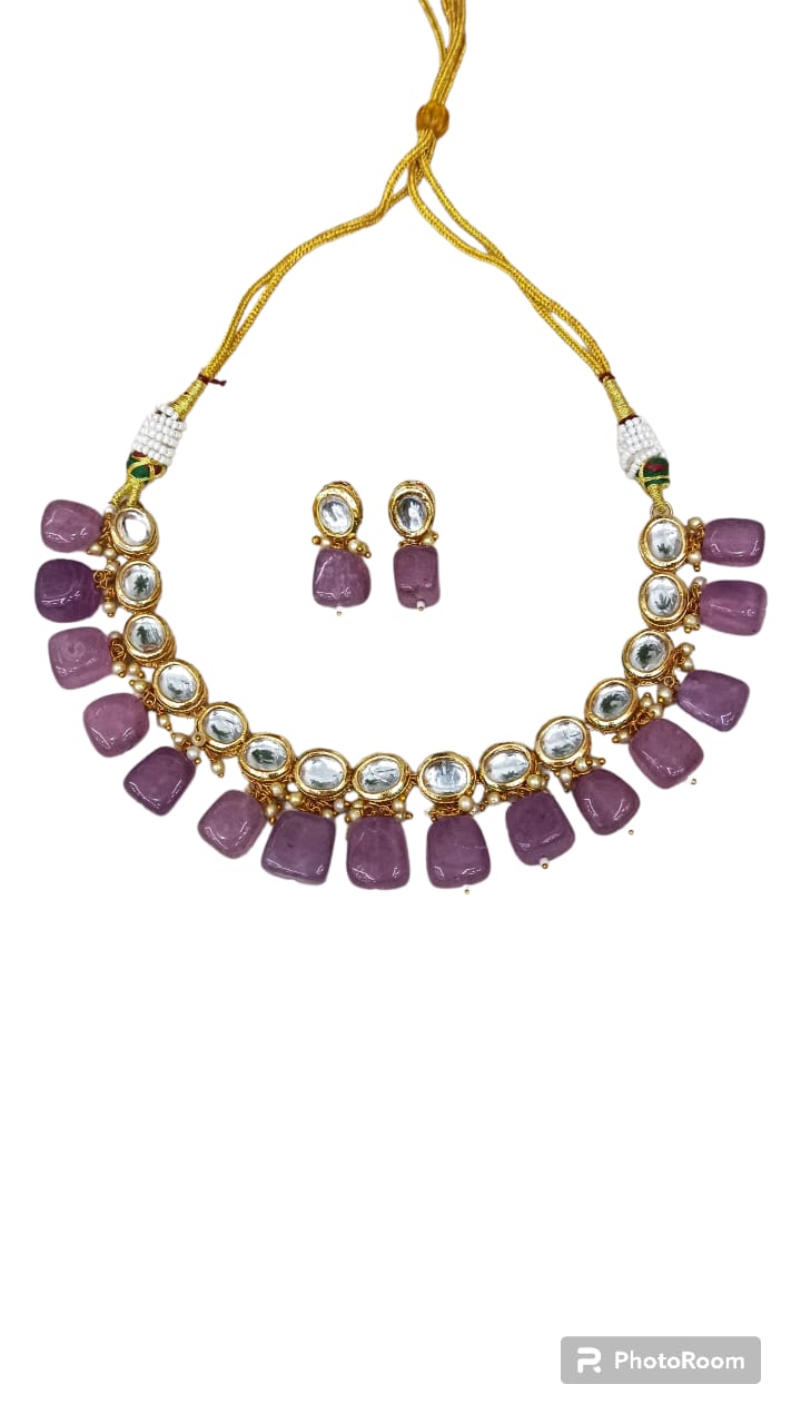 Jaypore Kundan neckklace with backside meenakari in purple stones