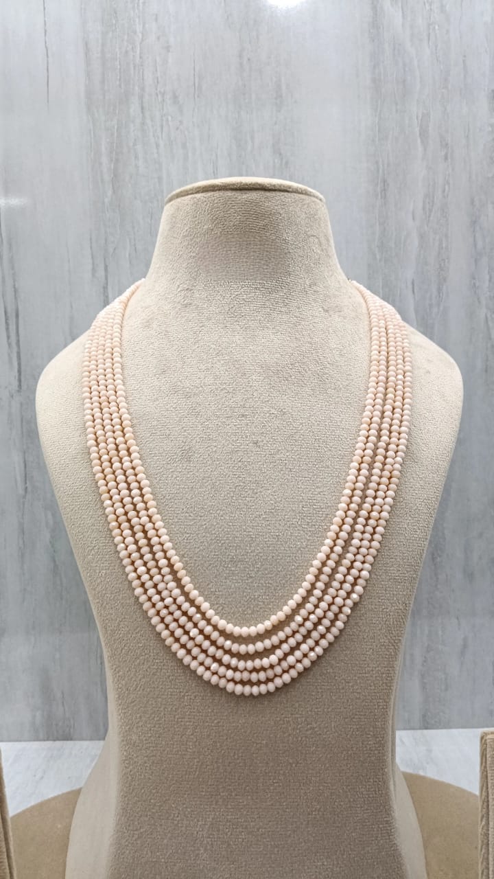 Five layered peach coloured mala from for girls and women