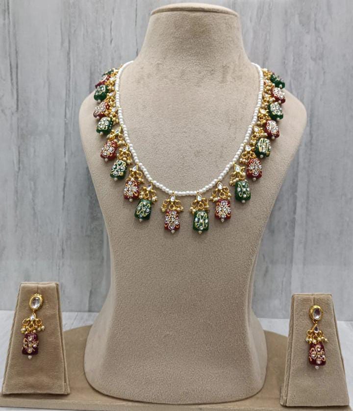 Red and Green Multicoloured Handpainted Tanjore malas from jaipur for girls and women