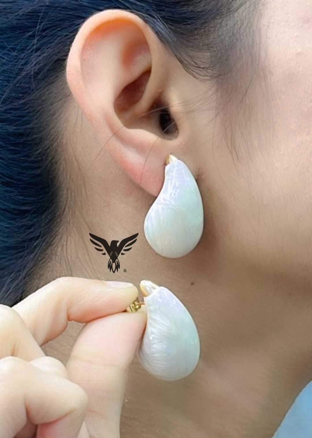 DROP WHITE STUD EARRINGS FOR WOMEN