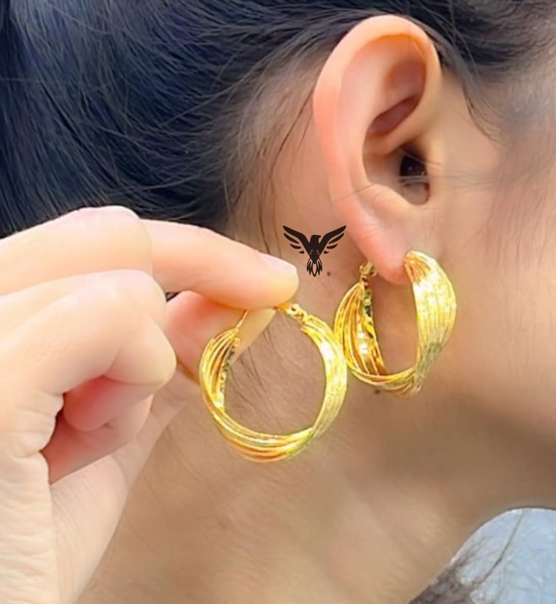 KOREAN CLASSY HOOP EARRINGS FOR GIRLS IN GOLDEN POLISH