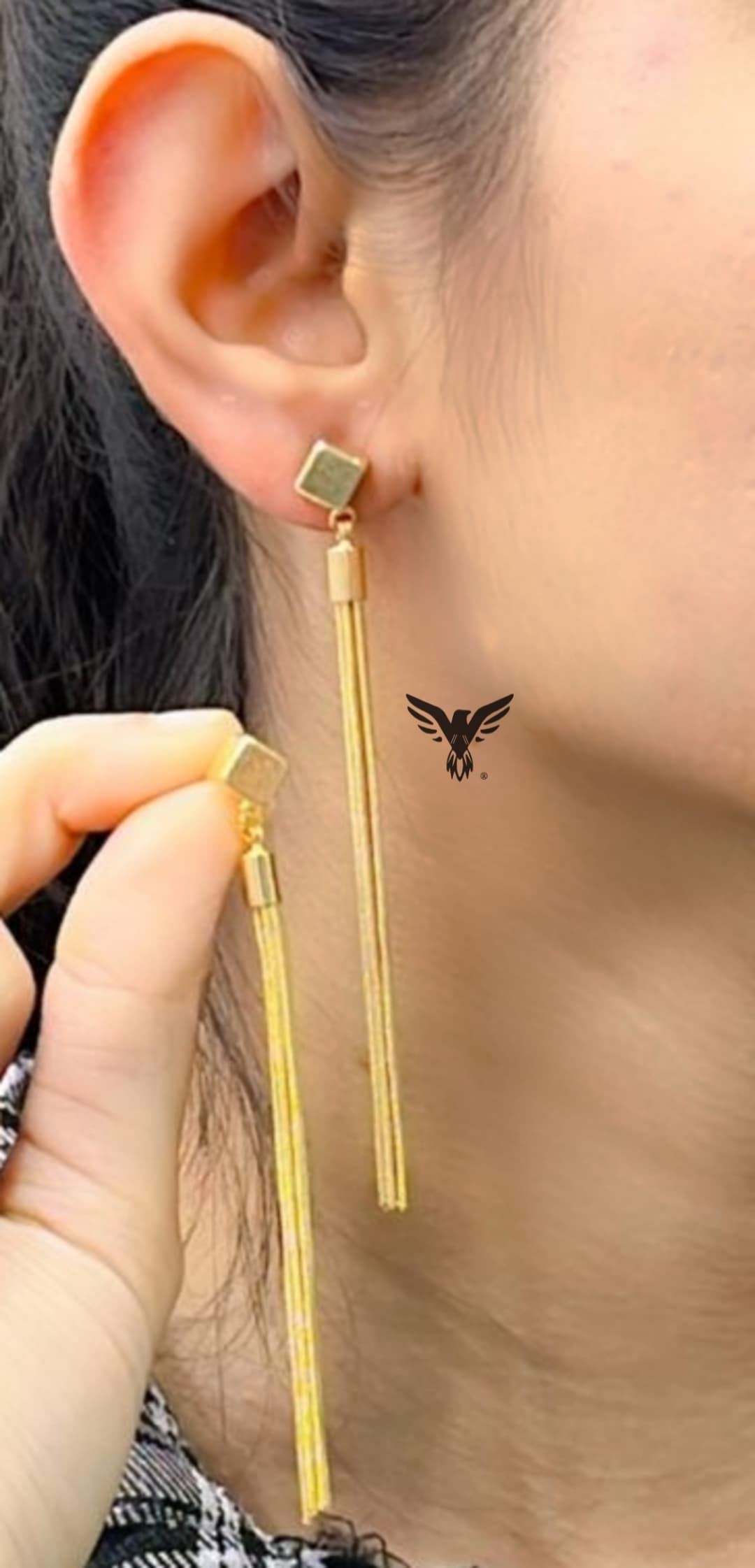 DROP LONG KNOTTED EARRINGS FOR GIRLS IN GOLDEN POLISH