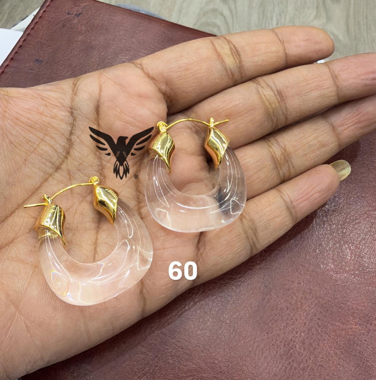 CHUNKY RESIN ACRYLIC HOOP EARRINGS IN WHITE