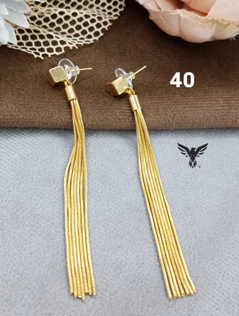 DROP LONG KNOTTED EARRINGS FOR GIRLS IN GOLDEN POLISH
