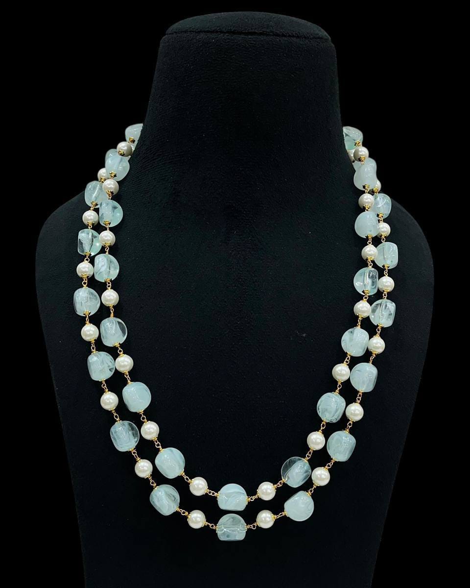 Avika two layered blue and pearl mala for women