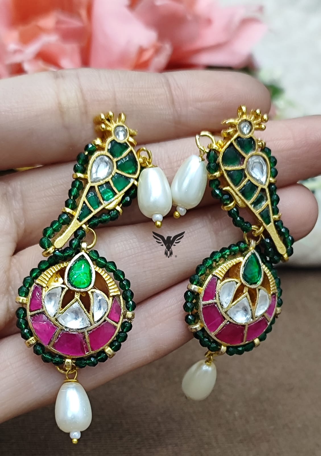 Sparrow earrings with hanging motive in multi for women