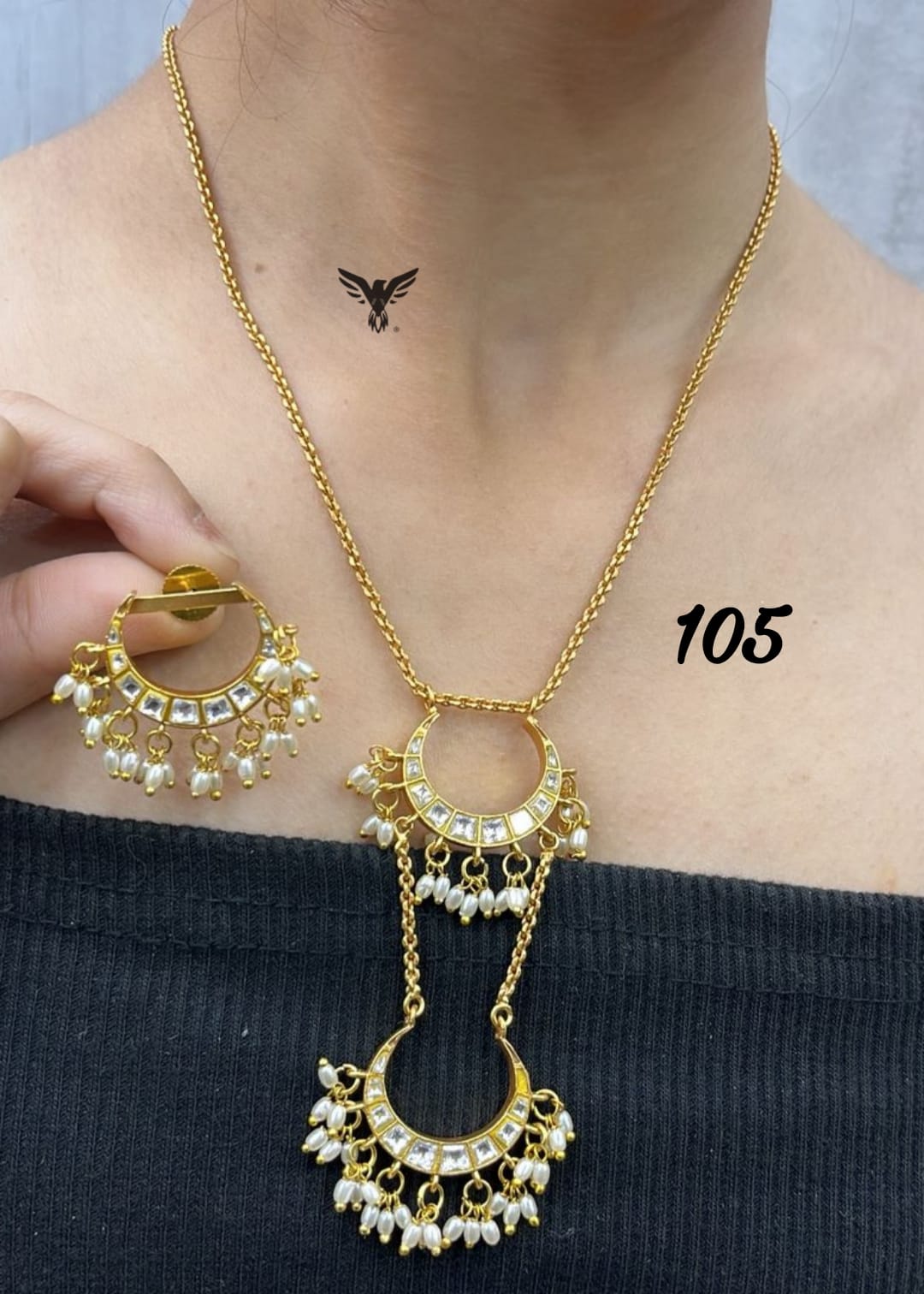 Chaand premium mosanite multi pendent set for women