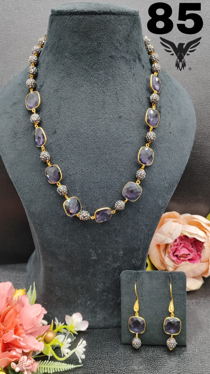 NATURAL STONES IN AMIETHIST MALA FOR WOMEN