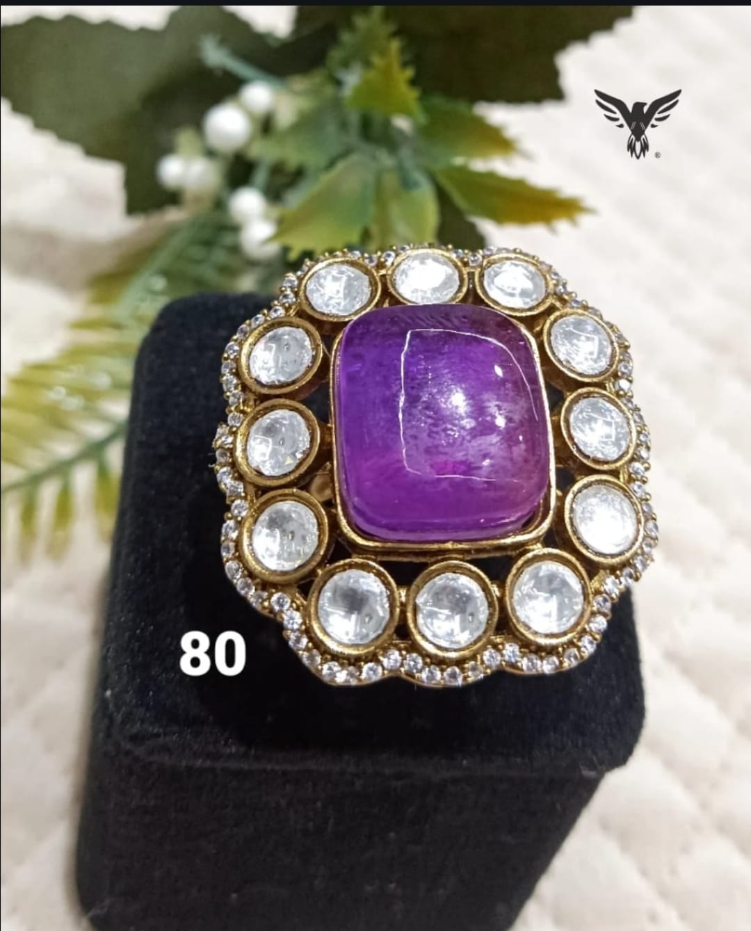 MOISSANITE SQUARE RING IN PURPLE FOR WOMEN