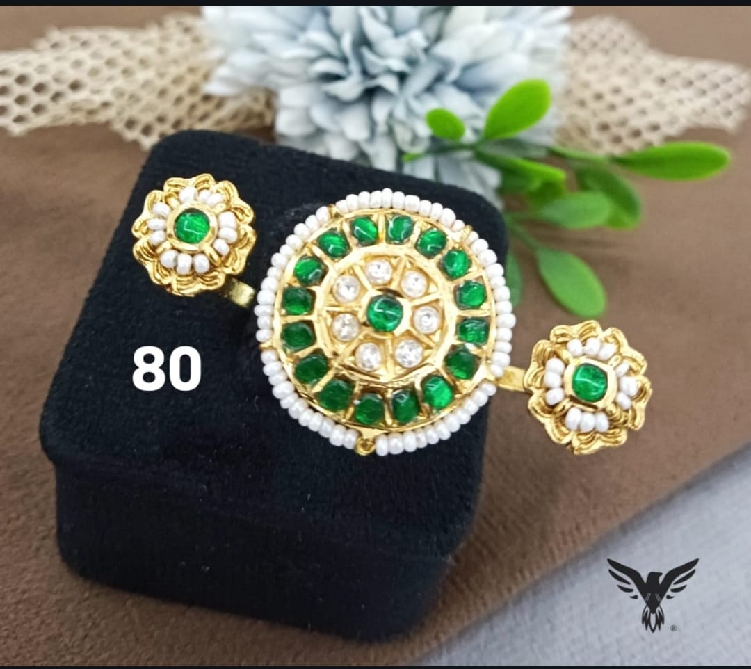 DUBBLE FINGER RING IN TYAANI KUNDAN FOR WOMEN