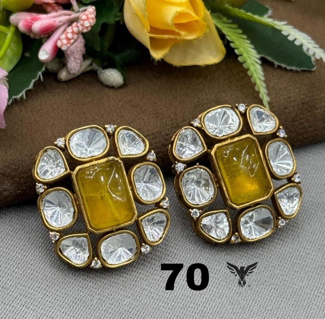 SQUARE MOSSANITE STUDS IN HOT YELLOW FOR WOMEN