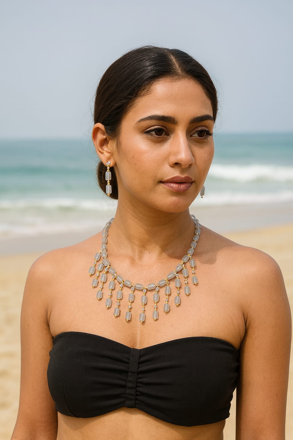 Elegant Handcrafted Gray Bead Mala for Women