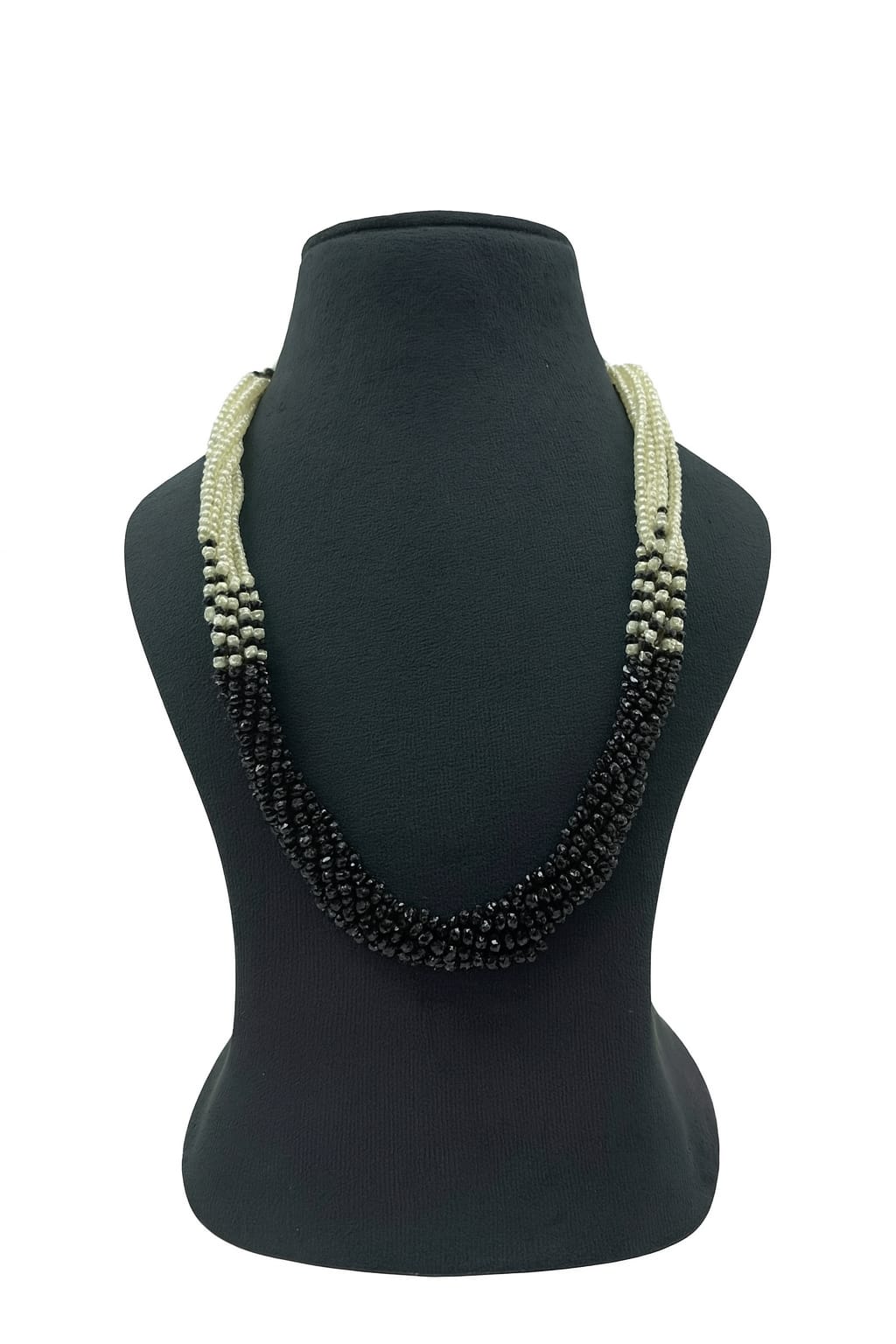 Black & White Ombre Beaded Multi-Strand Handmade Mala for Women