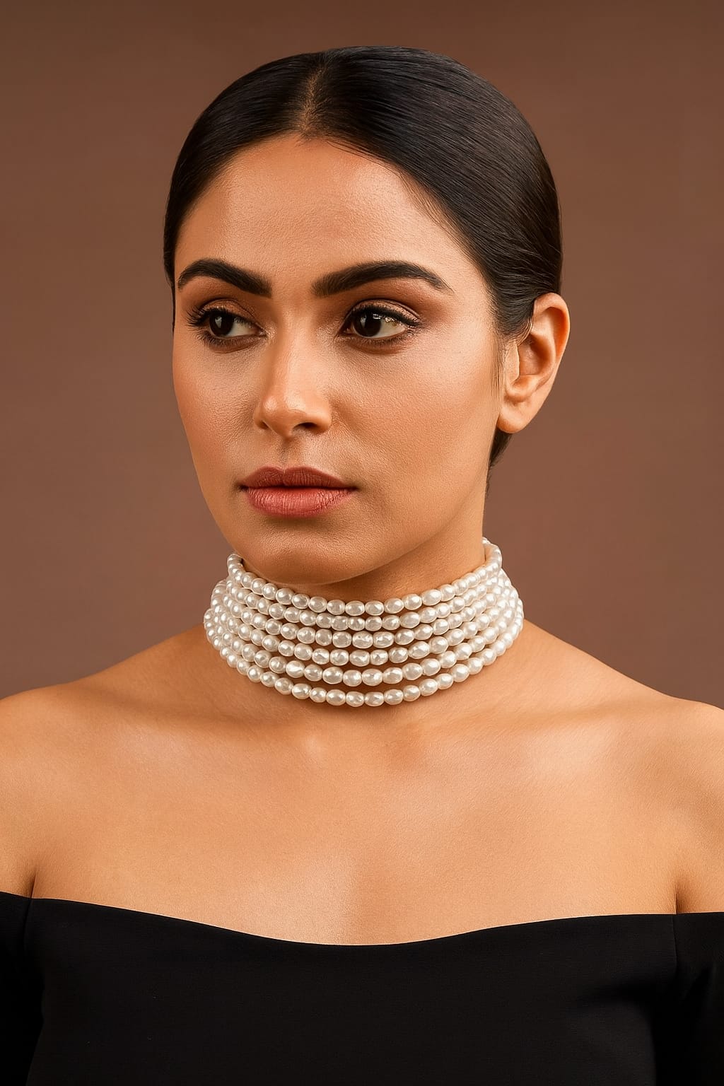 Elegant Multi-Strand White Pearl Choker for Women