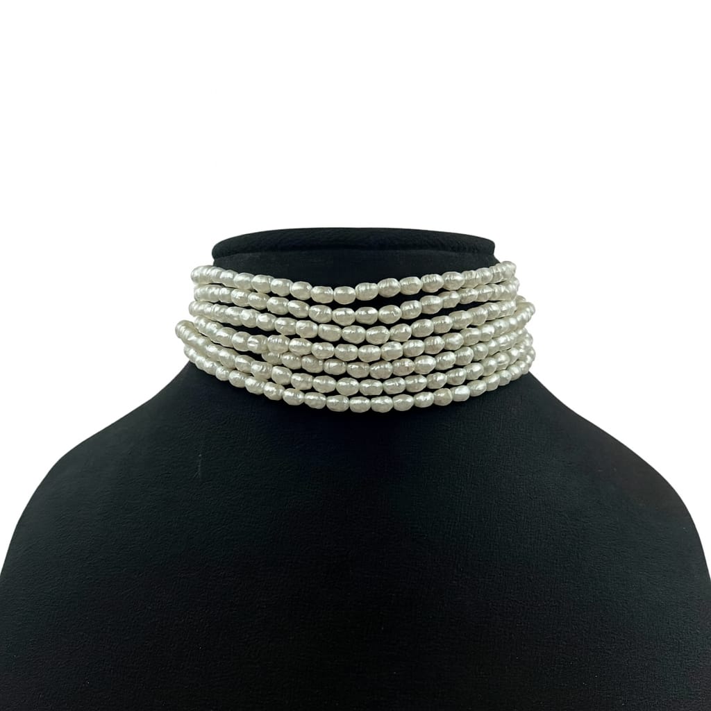 Elegant Multi-Strand White Pearl Choker for Women