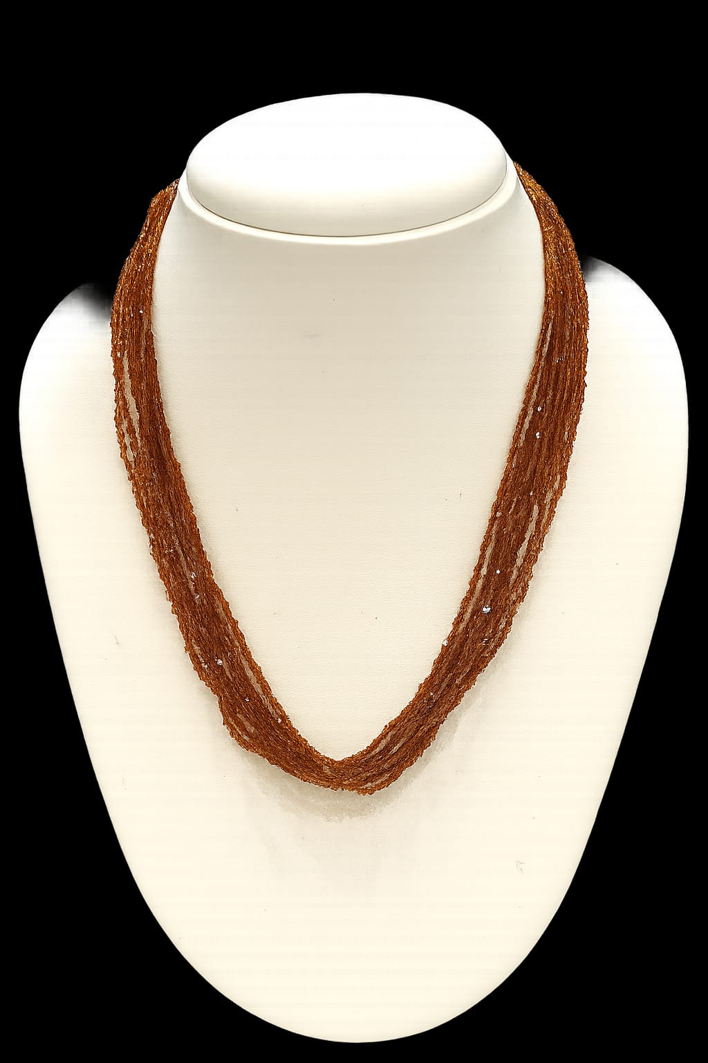 Elegant Handmade Multi-Strand Mint Brown Hydro Beads mala for women