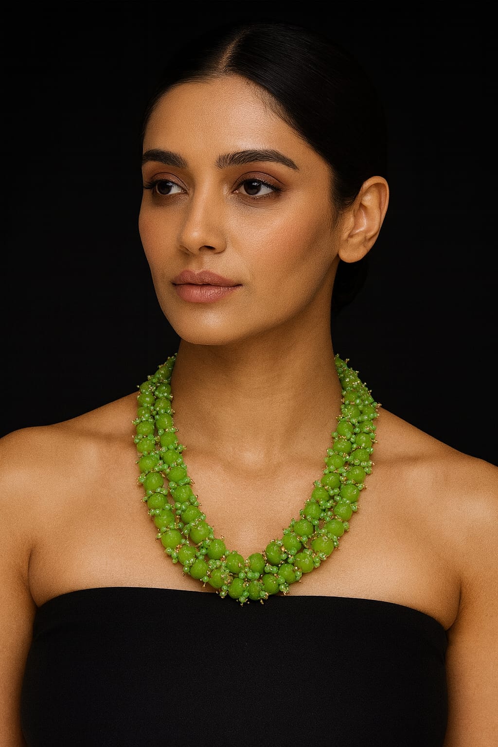 Elegant Pumpkin beads mint green mala with Guttu Pusal for women