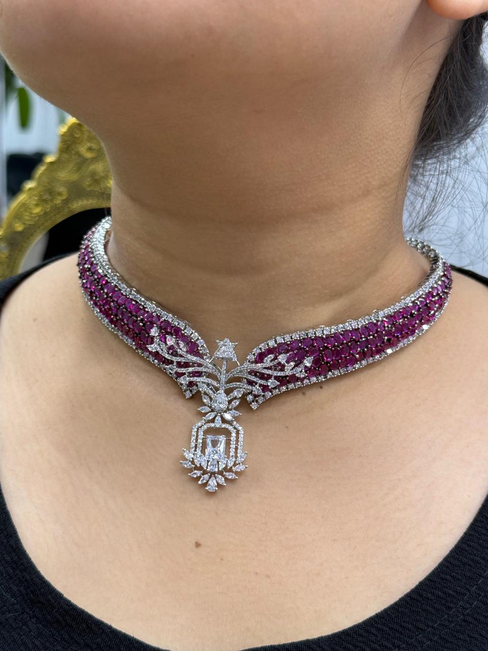 iNVISIBLE SETTING CZ HASLI IN RUBY FOR WOMEN