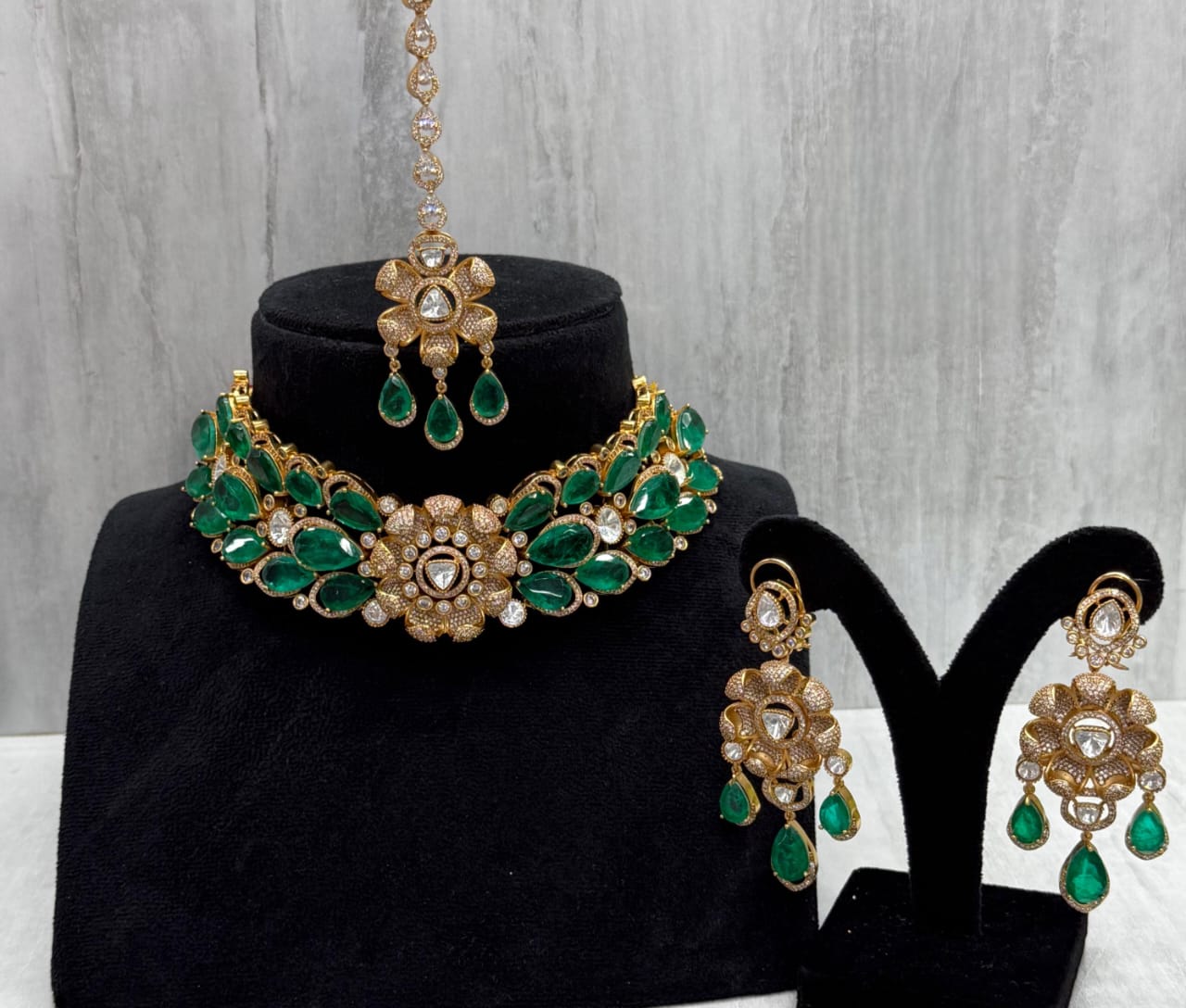 Mossanite semi briadal with doublet stones with small cz for women