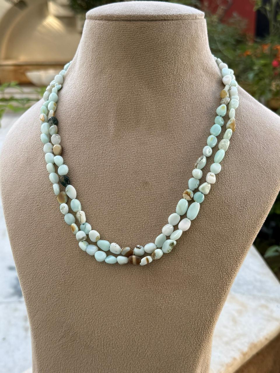 peruvian opal nuggets two layar mala for woman