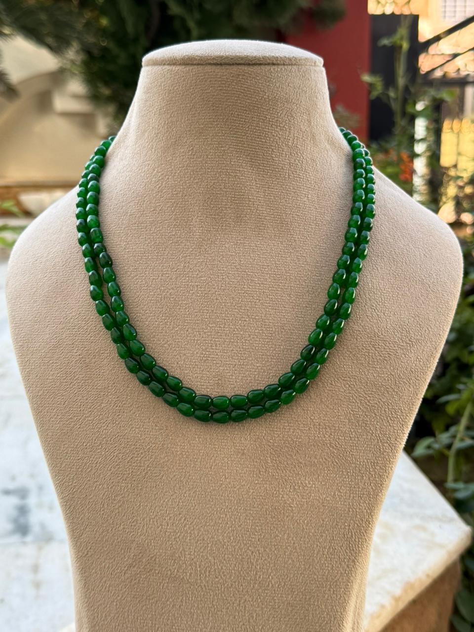 monalisa green beads two layar mala for woman