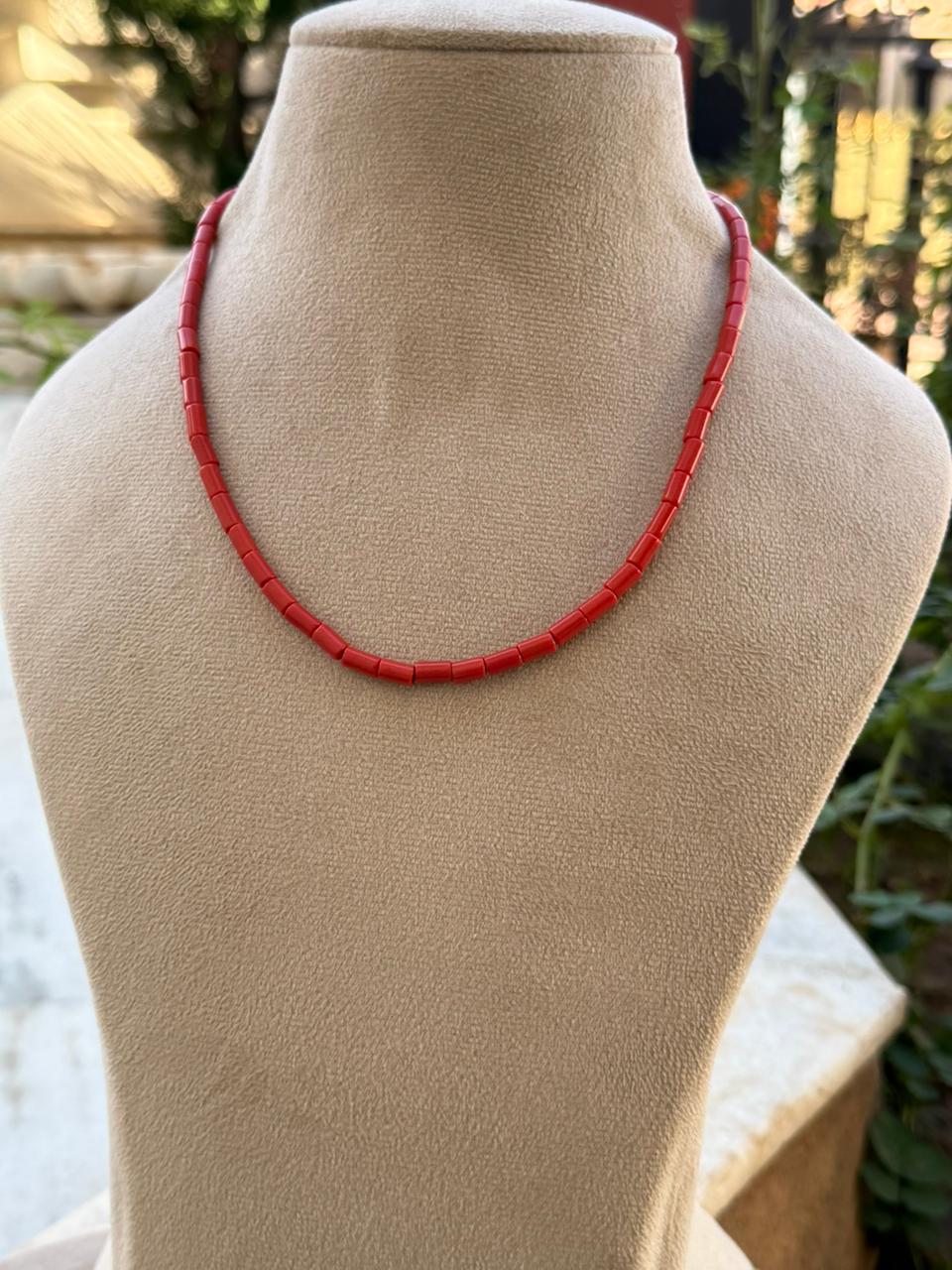 red coral tube one layar mala for woman