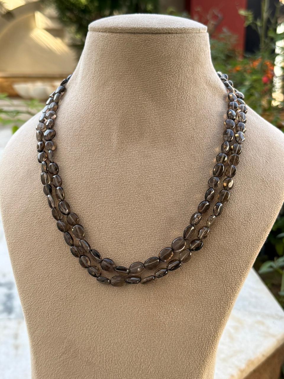 smoky pearl two layar mala for woman