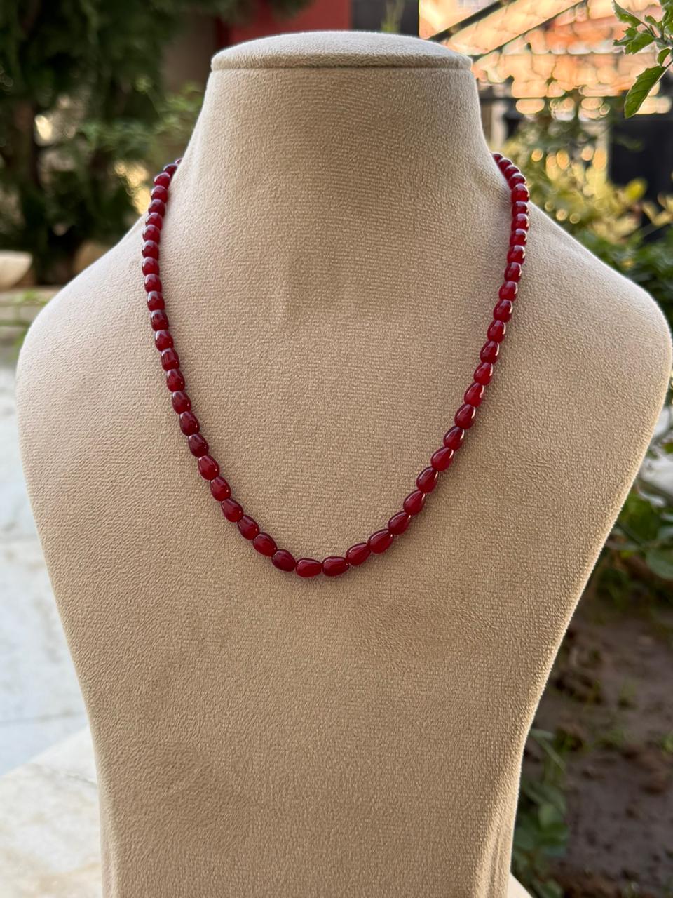 monalisa red beads one layar mala for woman