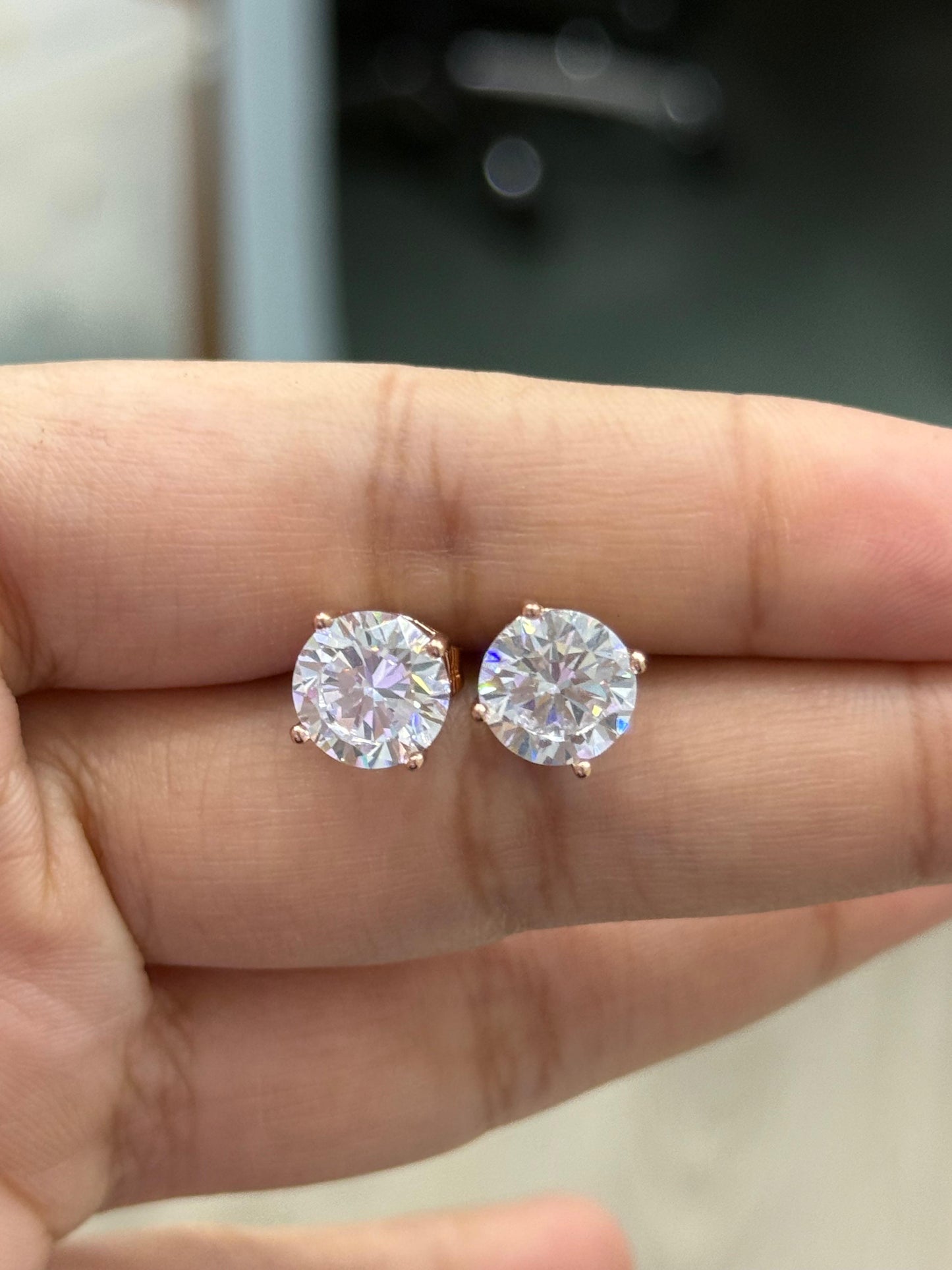 Rose Gold Solitaire Studs for woman