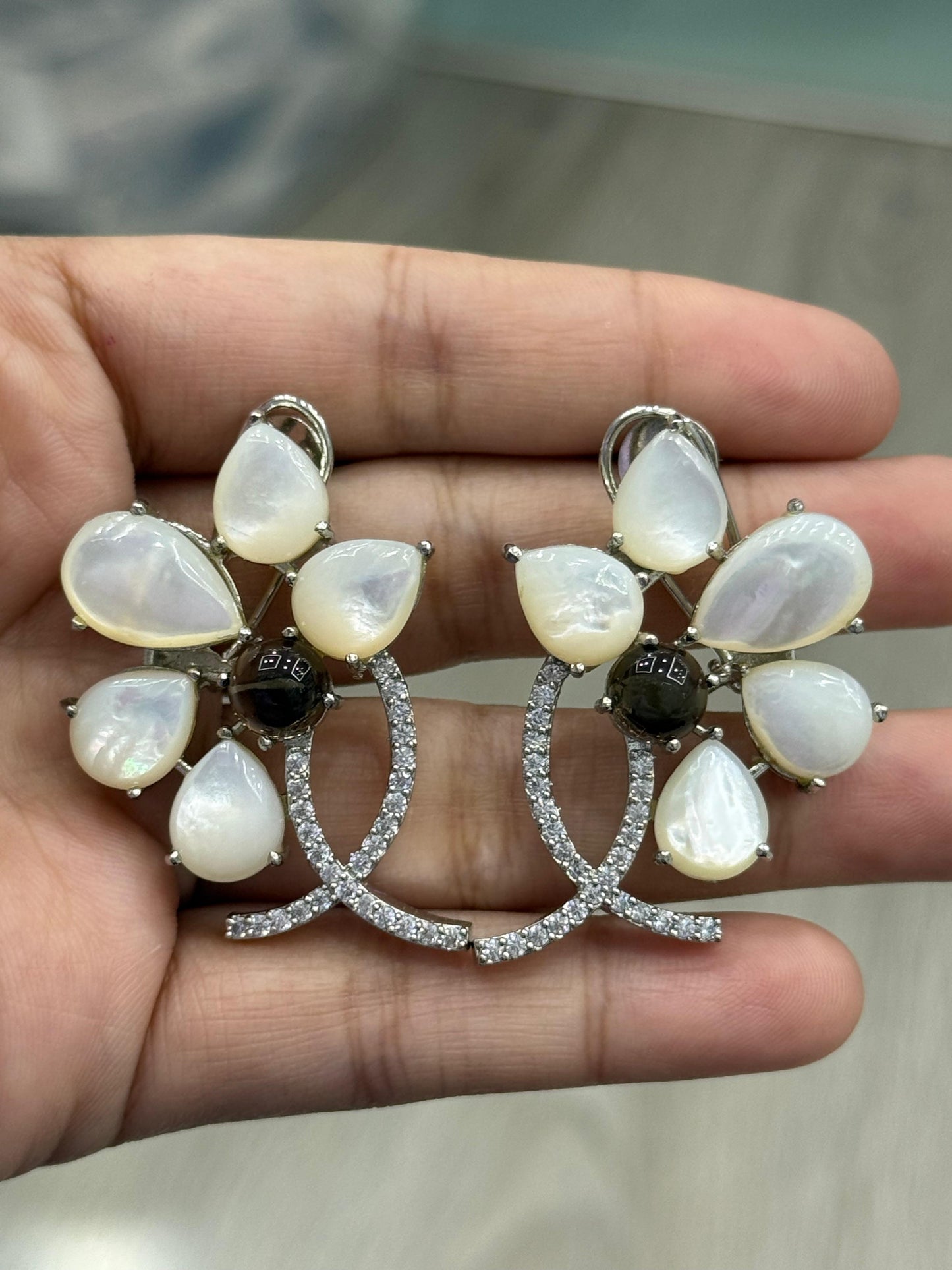 Half Flower With CZ Studs for woman