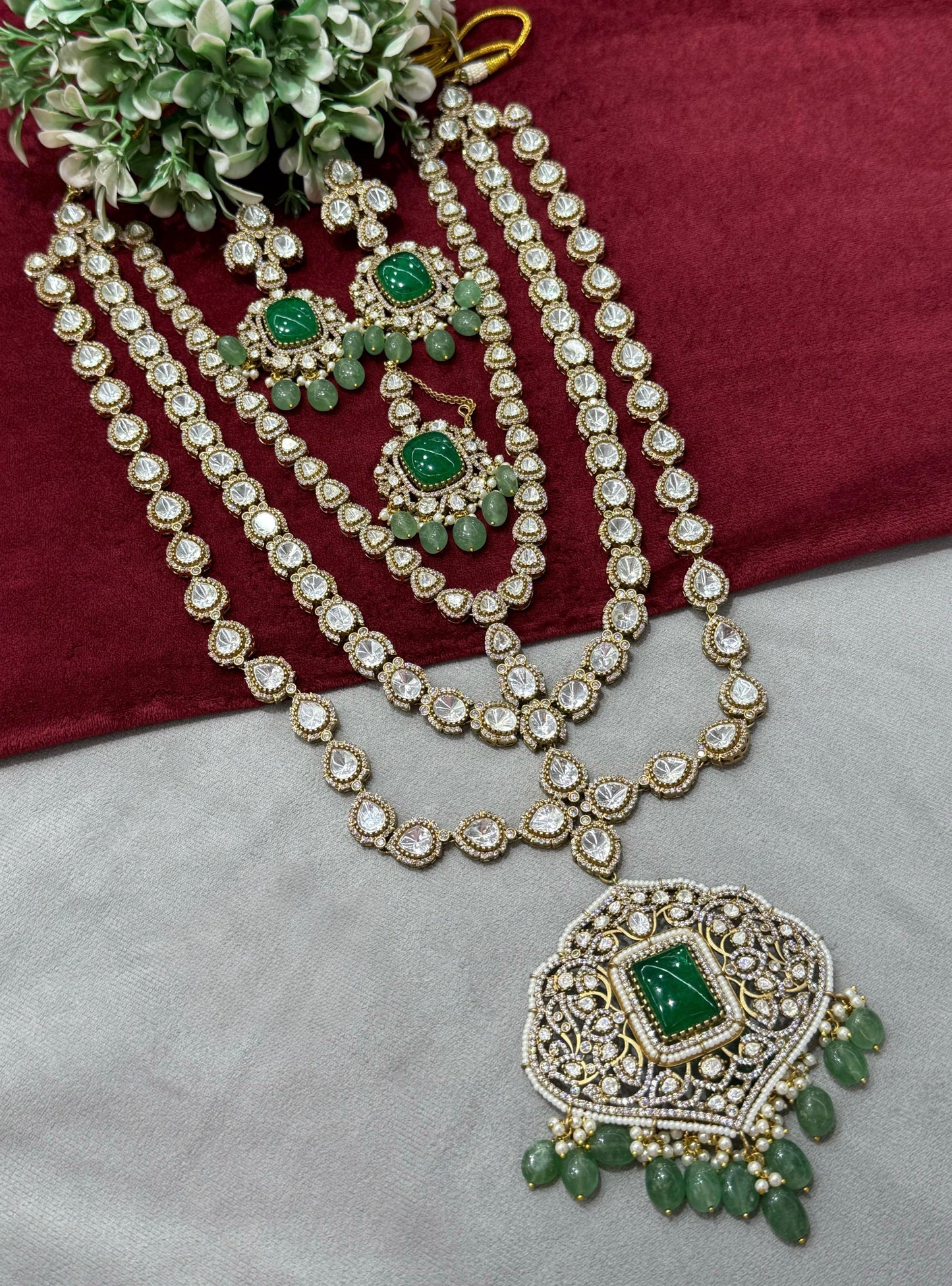 Doublet Mosanite long Three Layered Necklace
