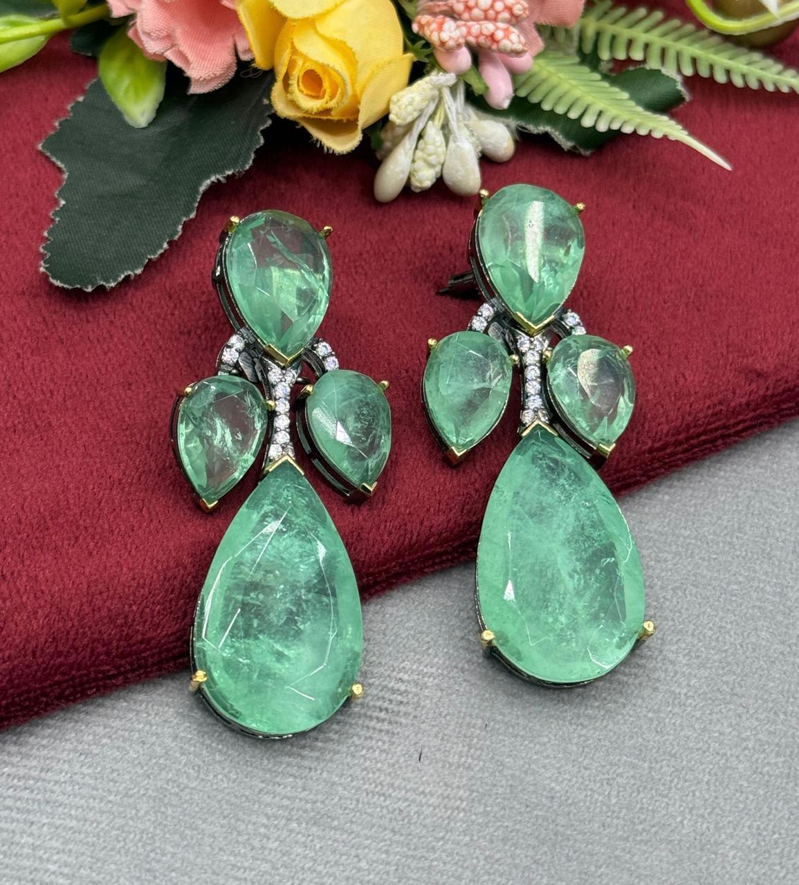 Mural Inspired Doublet Stone Mint Earring