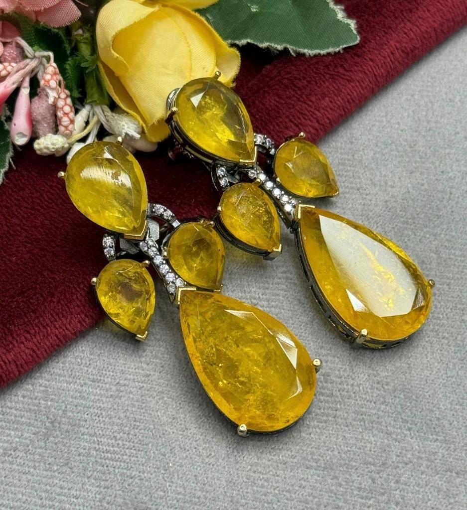 Mural Inspired Doublet Stone Yellow Earring