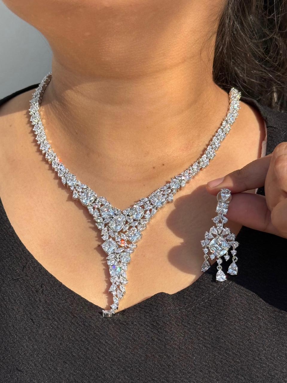 Cubic Zirconia CZ Necklace In White