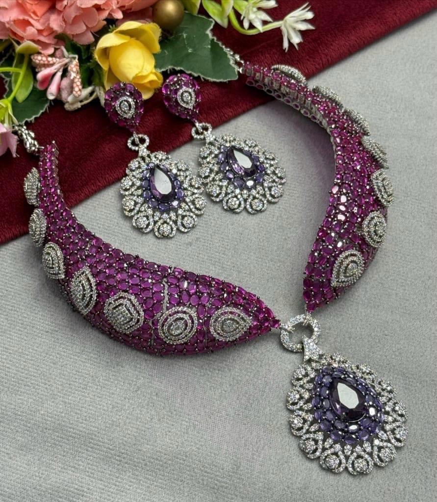 Invisble Setting Hasli Necklace With CZ fOR Women