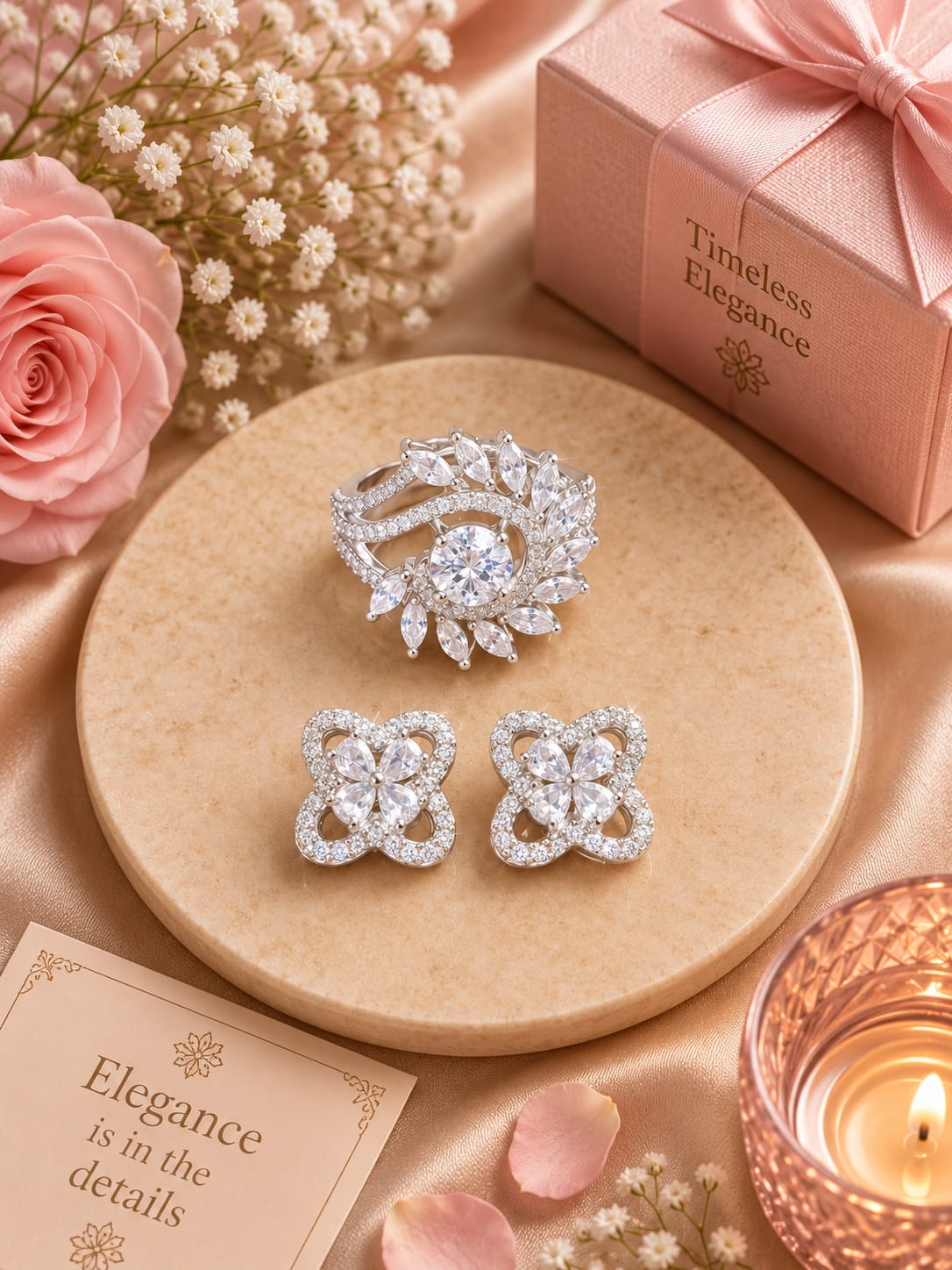 Cute Studs With Ring Combo For Women And Girls