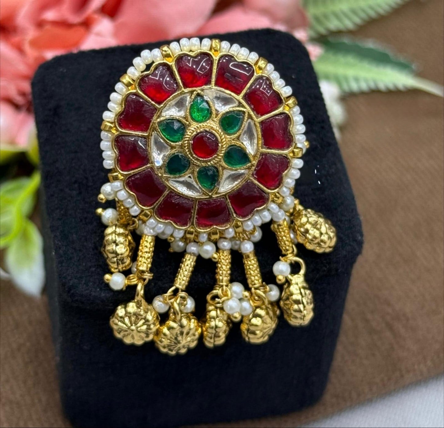 Floral With Hanging Pacchi Ring For Women