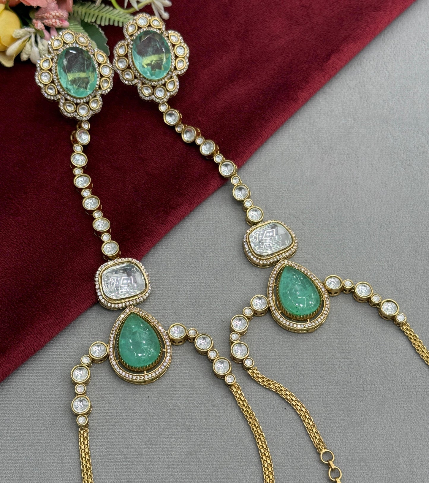 Doublet Stones With Mosanite In Mint Hathphool