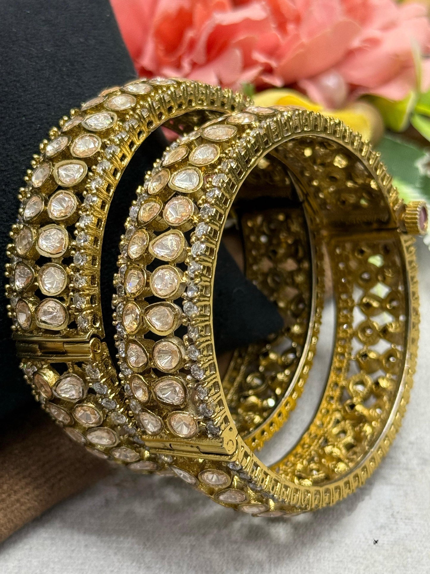 Mehandi Polish Mossanite Bangles For Women