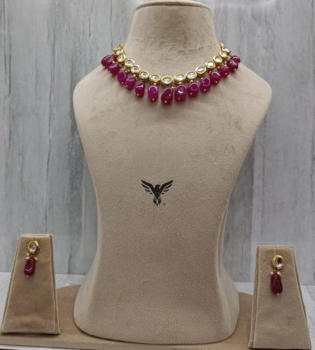 Jaypore Kundan neckklace with backside meenakari in Ruby stones
