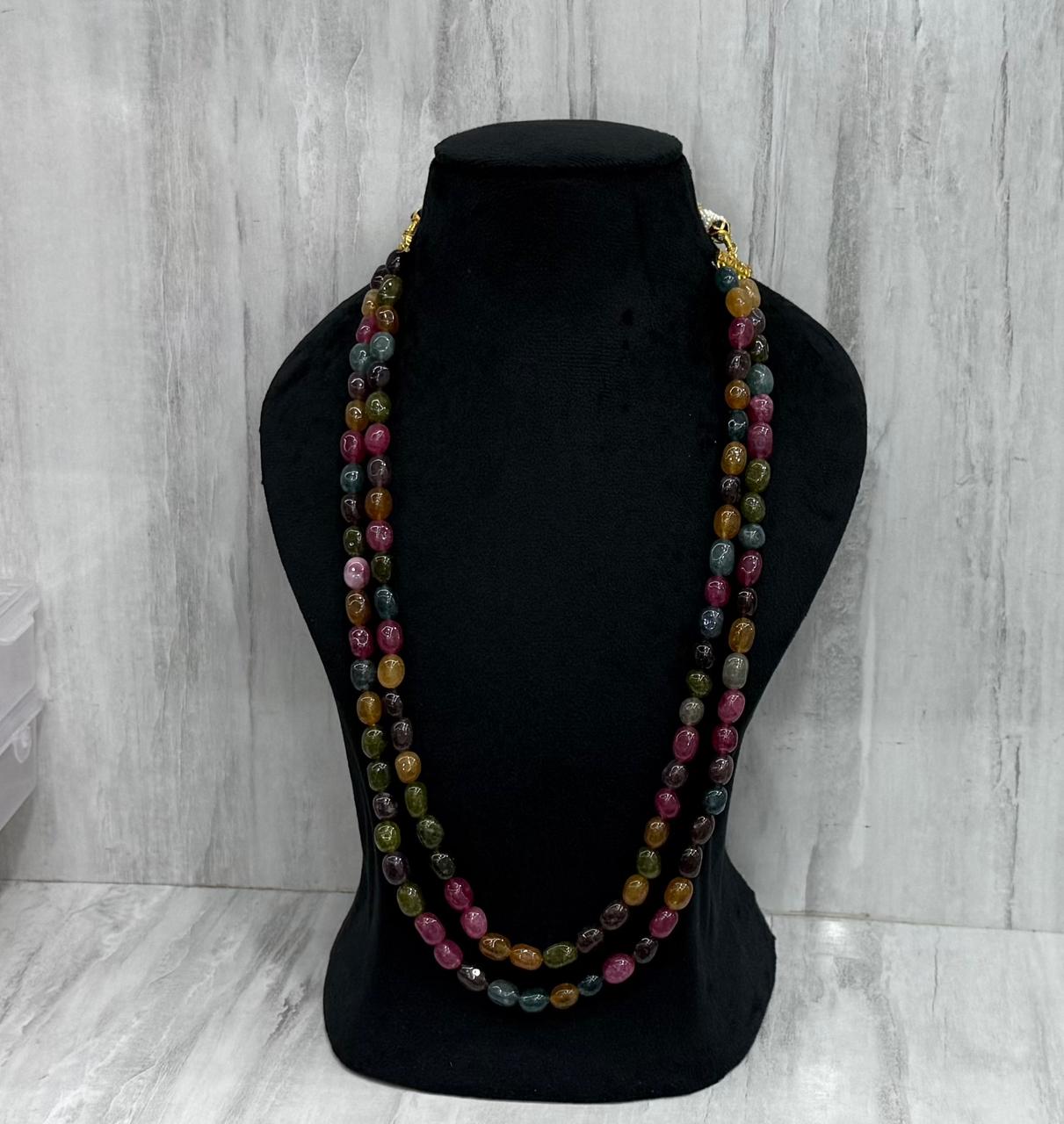 Multicolour monalisa beads double layered necklace mala for women