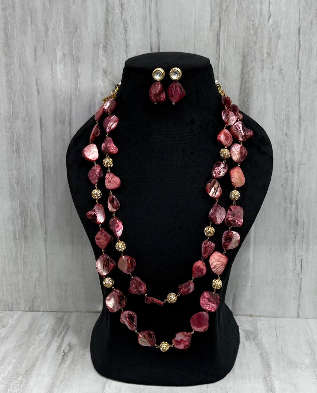 Elegant Ruby double layered necklace mala for women