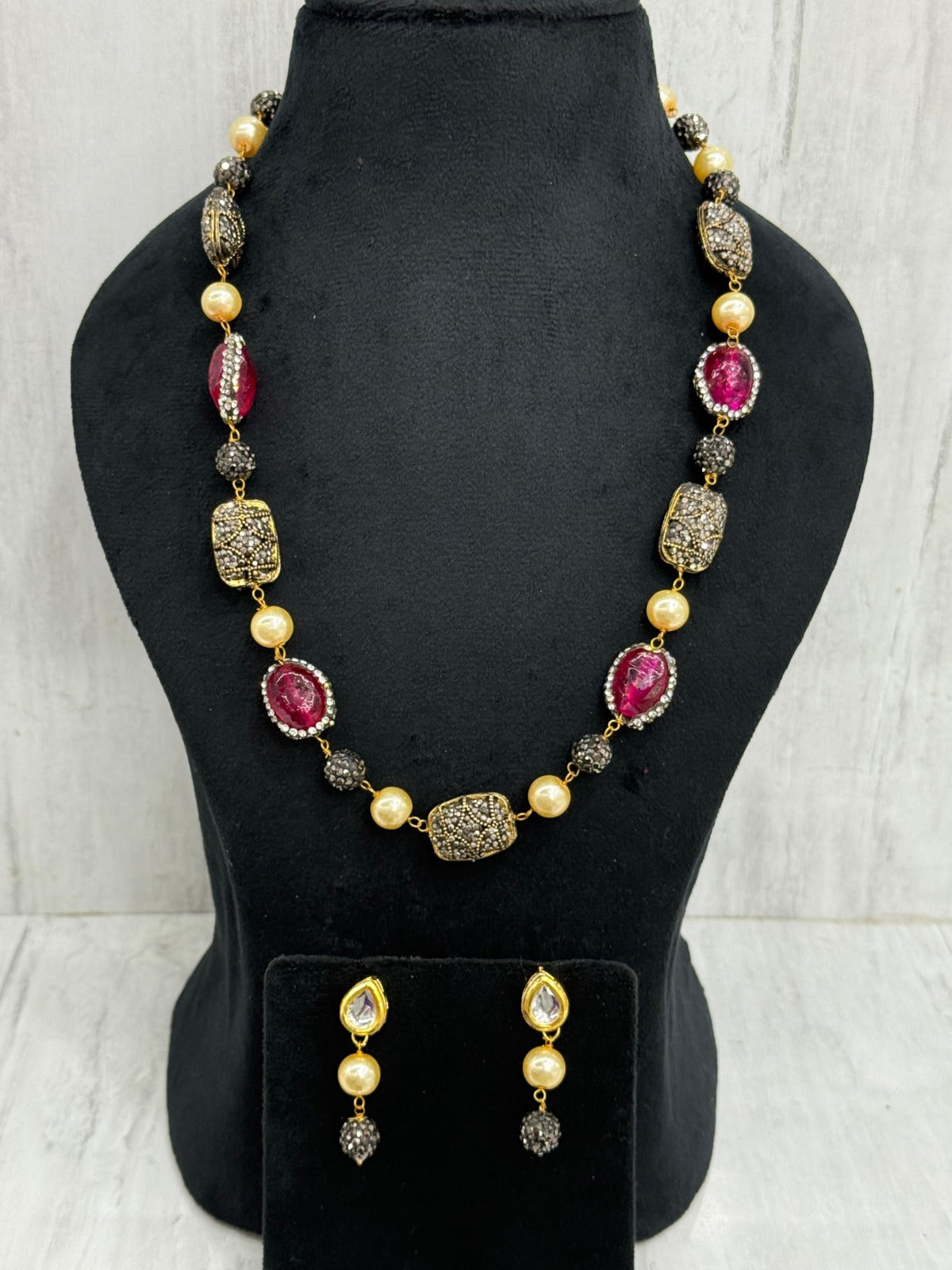 Baroque with Ruby stones mala for women