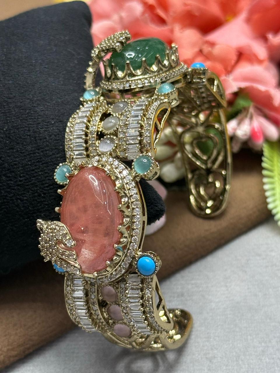 Sabyasachi Inspired With Natural Stone Amd cz Bracelet For women