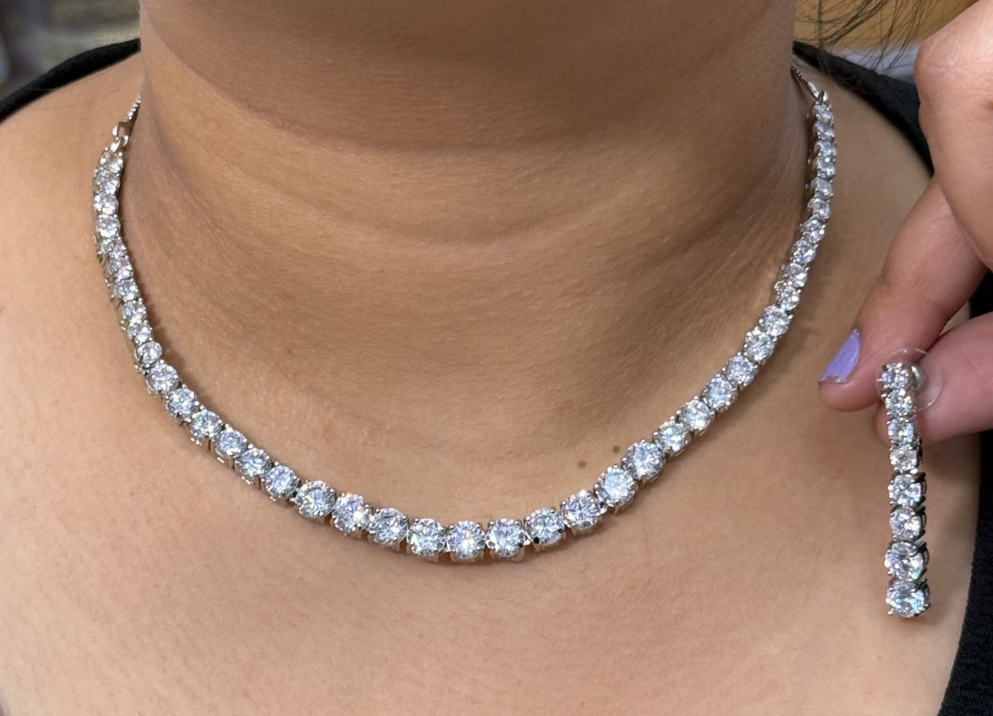 solitaire silver diamond necklace for women