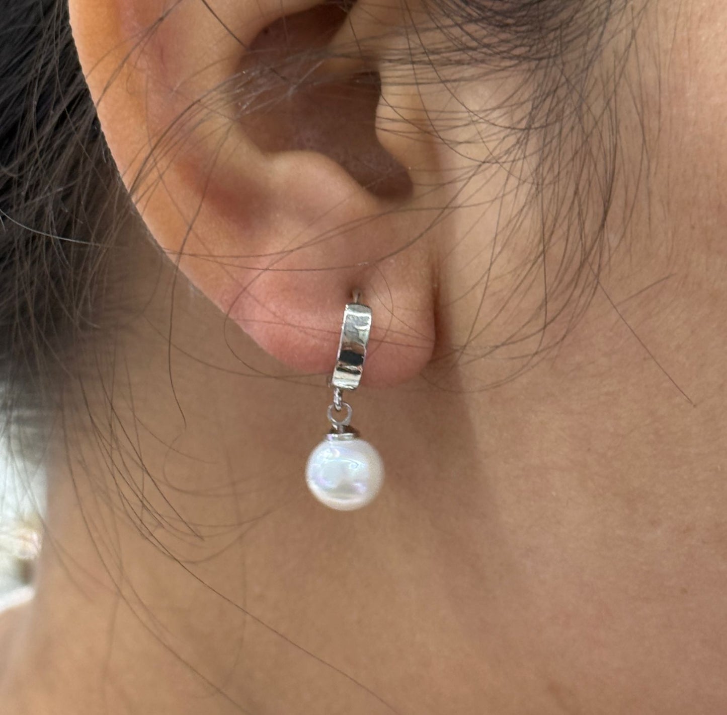 HOOP IN silwar POLISH WITH PEARL EARRING