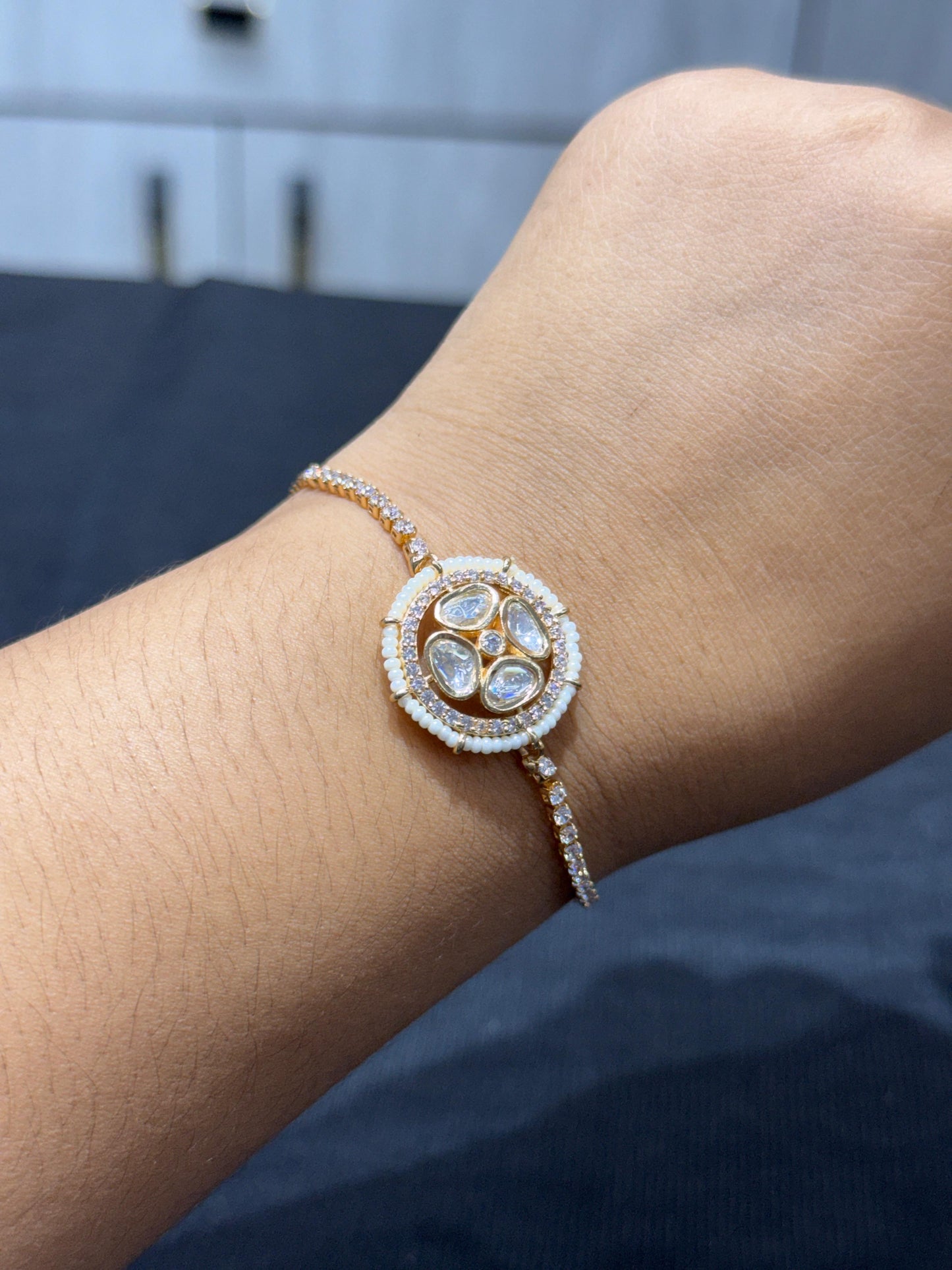 Sunheri Kundan And Mangalsutra Bracelets For Women And Girls