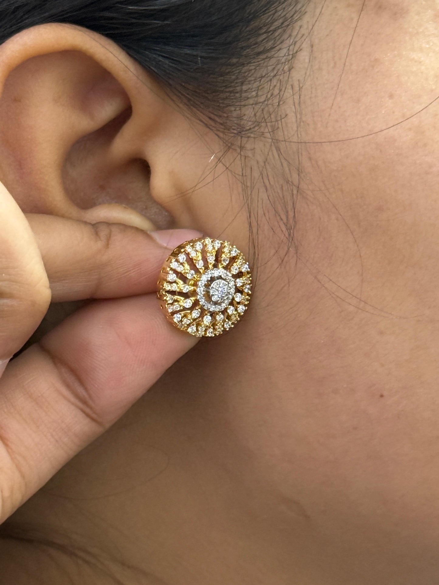Golden Finish Studs And Ring combo For Women And Ring