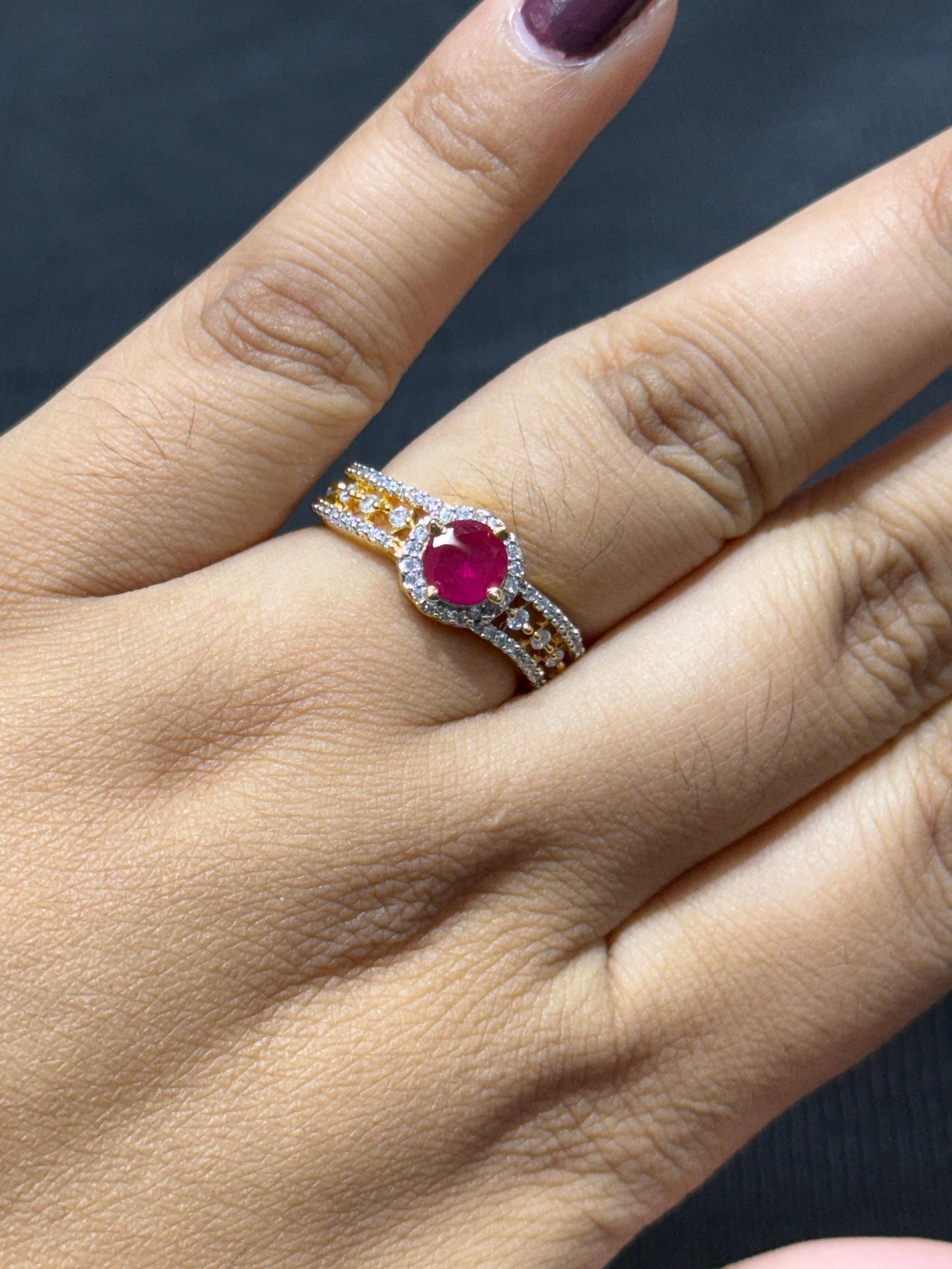 CZ Long Earring And Ring Combo In Pink For Women And Girls
